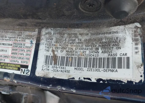 2004 Toyota Corolla Le from USA, damaged, VIN 1NXBR32EX4Z290413